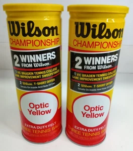 Set of 2 VTG Wilson Championship Tennis Balls Optic Yellow (SEALED) - Picture 1 of 6