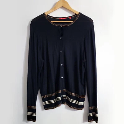 Suéter cárdigan abotonado Anne Klein para mujer talla XL negro oficina corporativo gótico Foto 1 de 4