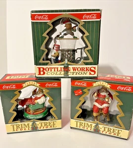 Vgt Coca-Cola 2 Santa Christmas, 1 Elves Ornament Collection 1990s Trim-A-Tree - Picture 1 of 17