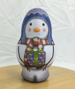 Muñeco de Nieve Contenedor Decorativo Lata 9.5" Invierno Decoración Navidad - Imagen 1 de 8