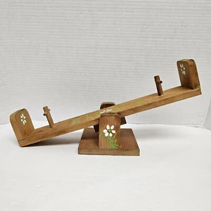 Wooden Doll Teeter-Totter - Seesaw With Flowers - The Janelyn Toy Company - Picture 1 of 4