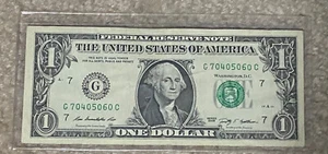 Fancy Serial Number $1 Bill Series Of 2009 Chicago Illinois Number Is70 40 50 60 - Picture 1 of 2