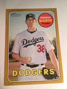 2018 Topps Heritage 5x7 Jumbo Brandon McCarthy Dodgers 259 Gold 01/10 - Picture 1 of 1