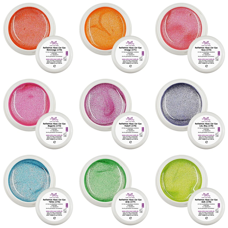 Reflektion Neon Cat Eye Farbgel UV LED – Magneteffekt – leuchtende NEON Farben - Bild 1 von 4