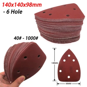 140x140x98mm 6 Loch rot Dreieck Schleifscheiben Haken & Schlaufe Schleifpapier 40# - 1000# - Bild 1 von 22