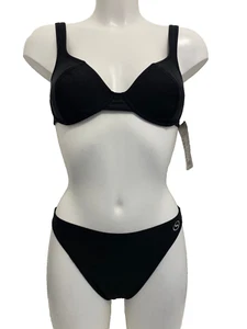 Anita Black Bikini Set UK 30C Plain Underwired Top & Bottoms Briefs No padding - Picture 1 of 9