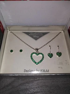 May Birthstone Necklace and Earring Set Designs by K & M - Picture 1 of 2