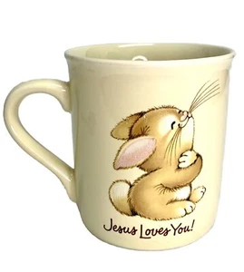 Vintage Hallmark Mug Mates “Jesus Loves You” “Jesus Loves Me” Easter Bunny Mug - Picture 1 of 5