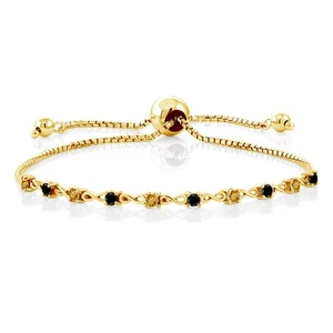 0.68 Ct  Yellow Citrine Black Diamond 18K Yellow Gold Plated Silver Bracelet - Picture 1 of 3