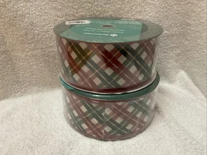 2 Rolls 2.5" Wide X 50 Yards Premium Wired Holiday Ribbon - Red, Green, Glitter+ - Picture 1 of 3