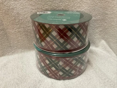 2 Rolls 2.5" Wide X 50 Yards Premium Wired Holiday Ribbon - Red, Green, Glitter+ - Image 1 of 3