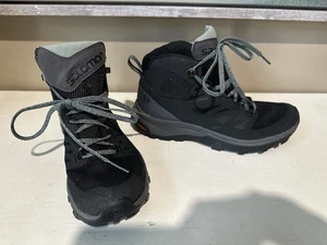 Salomon Outline Mid GTX Womens Size 7.5 Black Gray Hiking Boots Gore-Tex - Picture 1 of 11