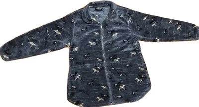 Black Diamond Jacket Sherpa Fleece Horse AOP Women’s M Medium Vintage Full Zip - Image 1 of 4