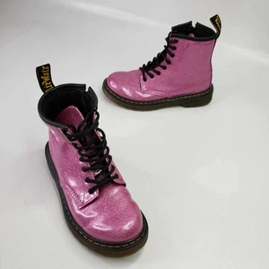 Dr Doc Martens Glitter 1460 J Combat Boots Youth Kids Girls Size 1 - Picture 1 of 9