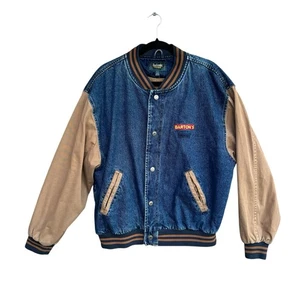 Vintage Dunbrooke Varsity Jacket Mens L Brown Blue Leather Bomber 90s Y2K Retro - Picture 1 of 10