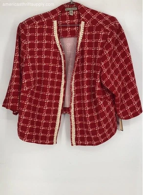 Chaqueta geométrica roja para mujer Maya Brooke nueva con etiquetas - talla 22W Foto 1 de 4