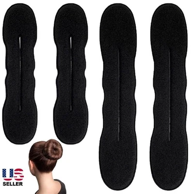 4Pcs Black Magic Foam Sponge Bun Maker Hair Donut Ponytail Clip Twist Sock Bun - Image 1 of 4