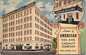 Postal publicitaria Orlando Florida Linen 1947 American Fire & Casualty Company - Imagen 1 de 2