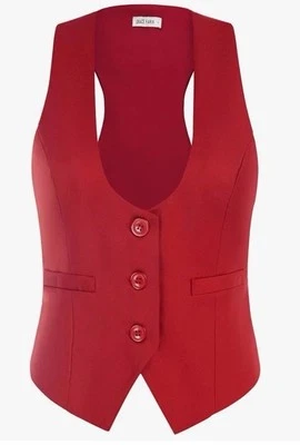 GRACE KARIN Small Solid Red Racerback Vest Trendy Academia Waistcoat Blazer  - Image 1 of 4