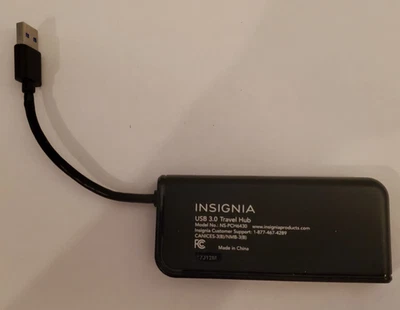 Insignia, NS-PCH6430, 4-Port USB 3.0 Travel Hub, Black, Tested - Image 1 of 2