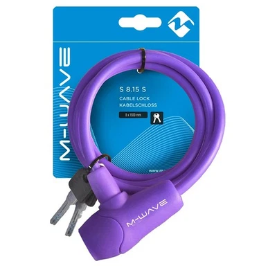M-Wave S 8.15 S 8mm Cable Lock with Key, 8x1500mm, Silicone-Coated, Purple - Image 1 of 2