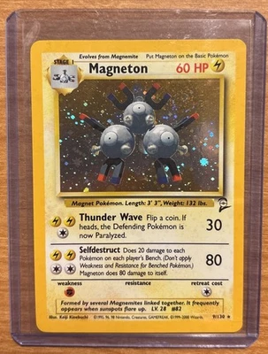 2000 Pokemon MAGNETON Base Set 2 HOLO Foil Rare Card 9/130 WotC SWIRL NM NP - Image 1 of 2