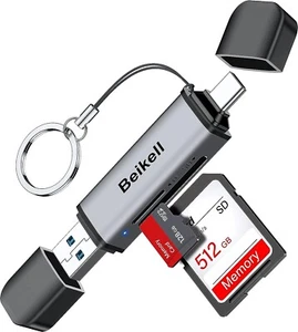 SD Card Reader,Dual Connector USB C USB 3.0 Memory Card Reader Adapter - Picture 1 of 7