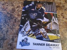 2018-19 VICTORIA ROYALS TANNER SIDAWAY AUTOGRAPHED WHL PLAYER CARD