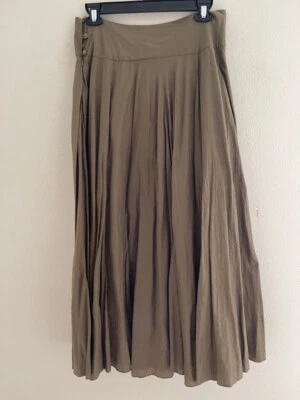 Falda plisada completa de algodón verde militar ANTHROPOLOGIE Fei: ¡Nueva sin etiquetas! Talla 2 Foto 1 de 4