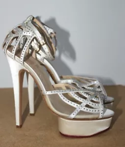 Charlotte Olympia Ivory White Octavia Swarovski crystal-embellished Heel 38 uk 5 - Picture 1 of 7