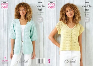 King Cole Doppelstrick Häkelmuster Damen Knopfleiste Top & Cardigan 5876 - Bild 1 von 3