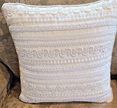 Ethan Allen Embroidered Decorative Throw Pillow With Zipper Closure Custom Made - Image 1 of 4