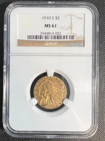 1910-S US $5 GOLD INDIAN NGC MS61 Cover