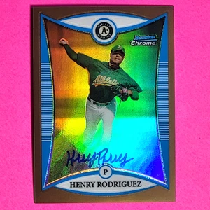 2008 Bowman Chrome GOLD Refractor Henry Rodriguez Auto #d/50 Athletics Rookie RC - Picture 1 of 1