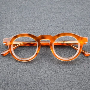 Round Retro Acetate Eyeglass Thick Frames Fashion Full Rim Transparent Gasses - Picture 1 of 14