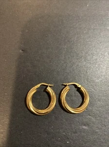 Milor 18k Yellow Gold Twisted Hoop Earrings Italy - Picture 1 of 6