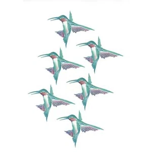 Tropicana Hummingbird 6 pcs Overglaze Waterslide Ceramic Decals - Picture 1 of 1