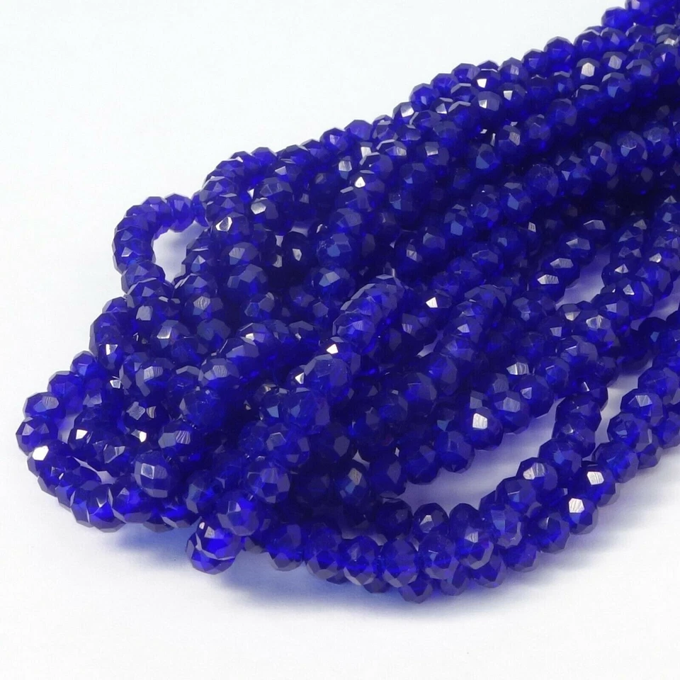 Kristall Perlen Glasperlen Schliffperlen Rondell Cobaltblau 2,5x3,5mm 140Stk - Bild 1 von 1
