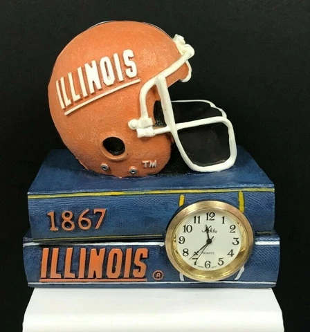 Vintage Illinois Fighting Illini Football Resin Desk Clock Cover