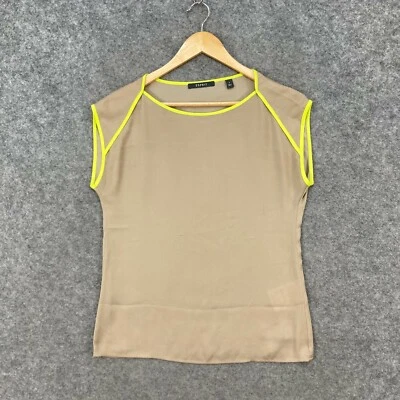 Esprit Top Womens 6 Beige Short Sleeve Boat Neck Comfort Fit 18202 - Image 1 of 4