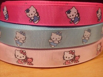Hello Kitty grosgrain ribbon 5/8" total 6 yards Hair bow Gift Scrapbook Easter - Image 1 of 4