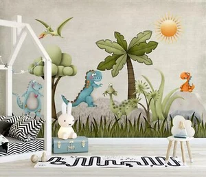 3D Blue Dinosaur ZHU2951 Wallpaper Wall Mural Removable Self-adhesive Zoe - Picture 1 of 5