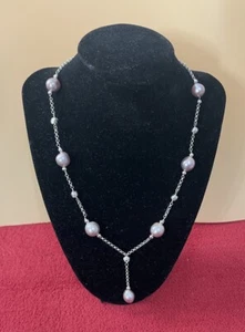 Multi-Color Cultured Kasumiga Pearl Rhodium Over Sterling Silver Necklace 350$ - Picture 1 of 7