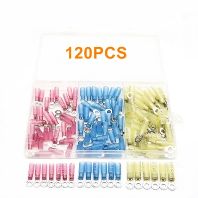 120PCS Ring Lug Heat Shirnk Electrical Wire Crimp Connector Terminals Insulation - Image 1 of 4