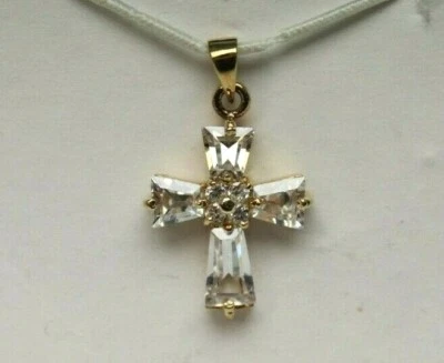 Colgante Goody's Premier Cruz Oro 24 quilates Sobre Diamante Esterlina 55-18910 NUEVO Foto 1 de 2