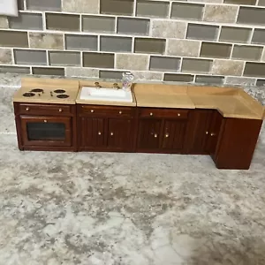 4-teiliges Küchenset Puppenhaus Miniatur 1:12 Schrank Eckherd Spüle Schrank - Bild 1 von 9
