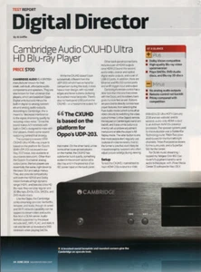 Cambridge - CXUHD Ultra Blu-Ray Player - Original Test Report - 2018 - Imagen 1 de 1