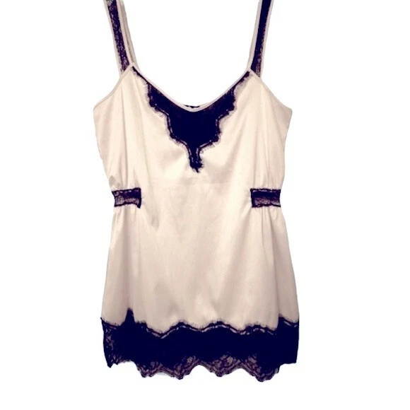 Dolce & Gabbana Vintage black white Silky Satin Lace Corset Cami Camisole Top S - Image 1 of 4