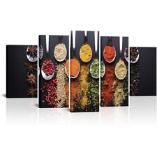 5 Piece Colorful Spice & Spoon Canvas Wall Art