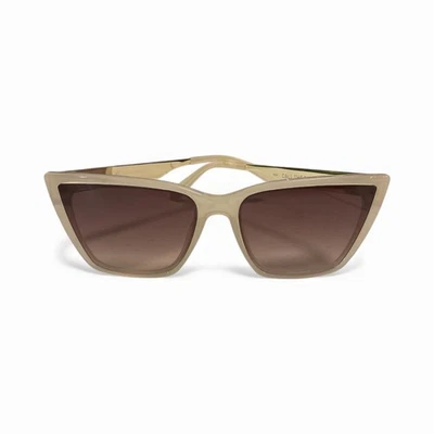 Óculos de sol QUAY "CALL THE SHOTS" marrom escuro desbotado 54mm olho de gato/cor creme novo sem etiquetas - Imagem 1 de 3